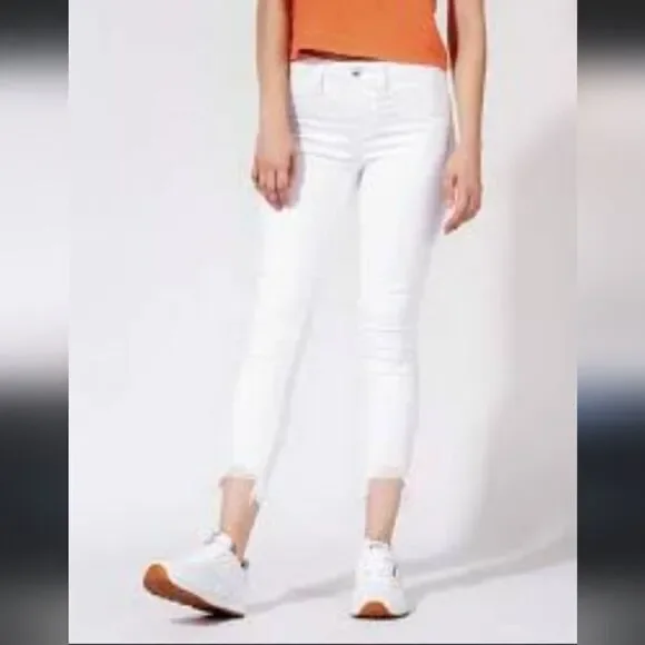 Abercrombie & Fitch Ames Low Rise Slim Destroyed Boyfriend White Jeans - Picture 2 of 9